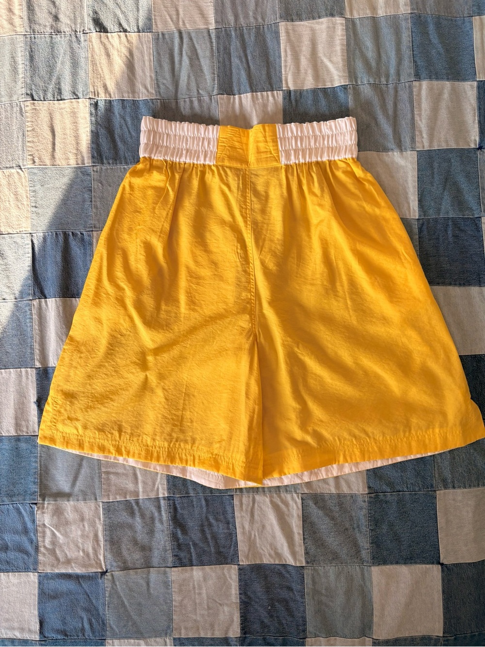 Vintage Ultra High Waisted Yellow Boxing Style Surf Shorts